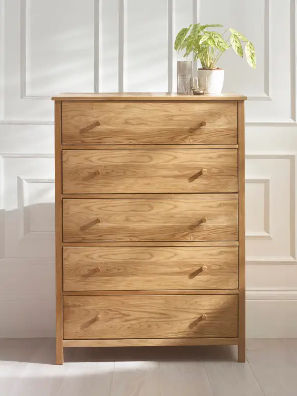 Coxmoor 5 Drawer Wide Chest - Oak - Image 4