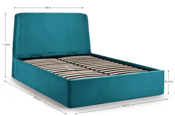 Frida Ottoman Storage 135cm Double Bed - Teal - Image 11