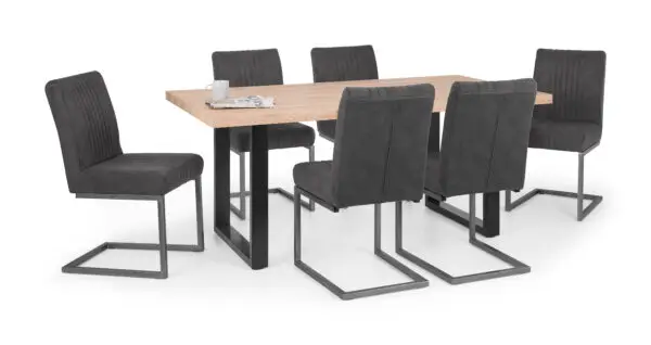 Berwick Rectangular Table and 6 Charcoal Brooklyn Chairs - Image 4