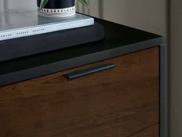 Alba 2 Drawer Bedside - Walnut/Black - Image 6
