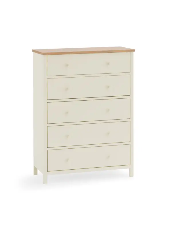 Coxmoor 5 Drawer Wide Chest - Ivory and Oak - Image 2