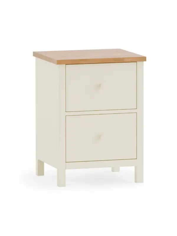 Coxmoor 2 Drawer Bedside - Ivory and Oak - Image 3