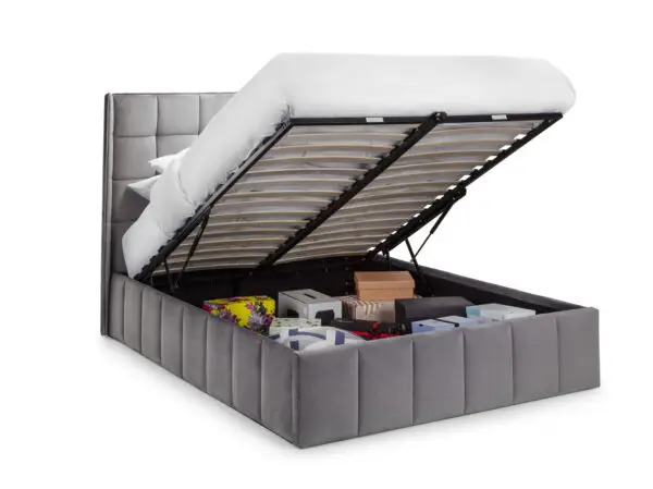 Gatsby Ottoman Storage 135cm Double Bed - Light Grey - Image 5