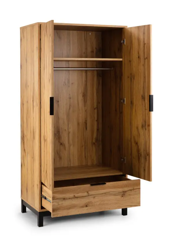 Bali 2 Door 1 Drawer Wardrobe - Light Oak - Image 4