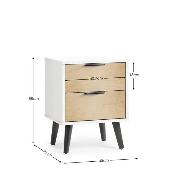 Alba 2 Drawer Bedside - White/Oak - Image 6