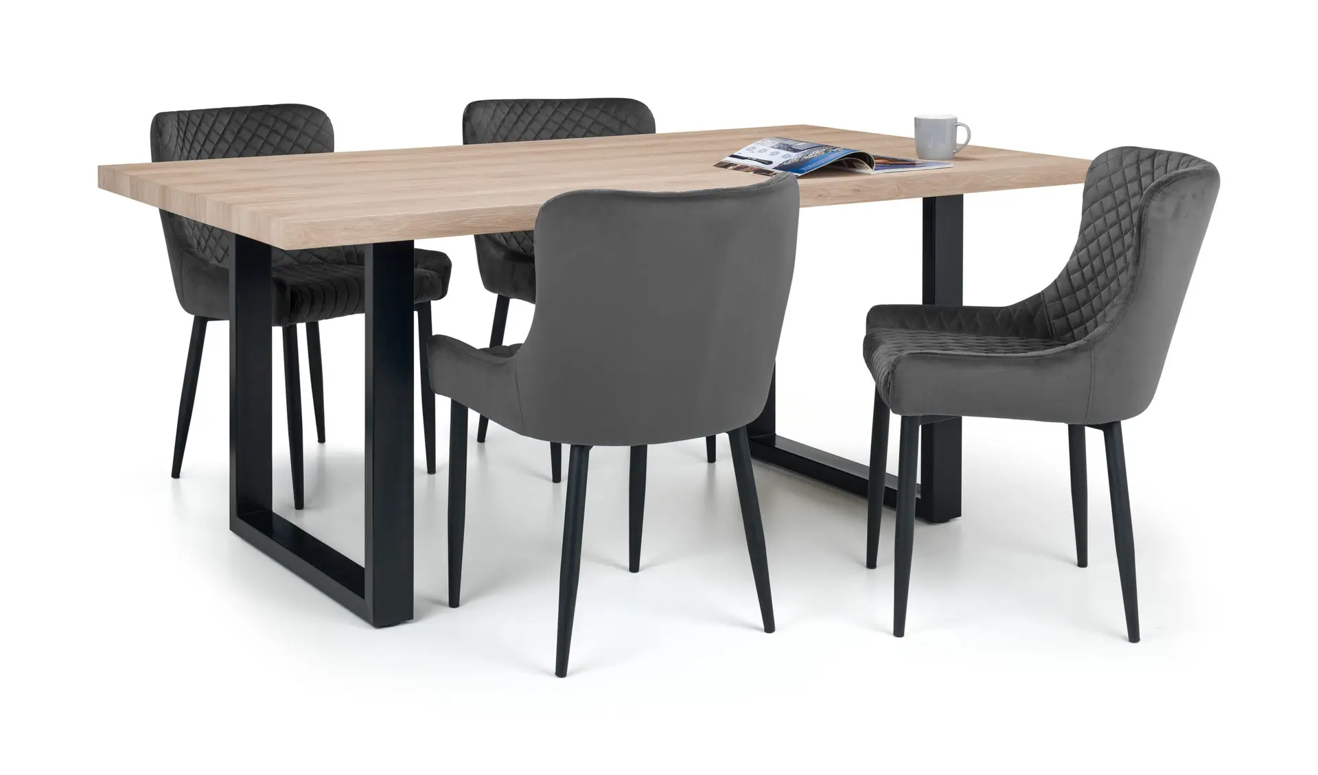 Berwick Rectangular Table and 4 Grey Luxe Chairs - Image 3