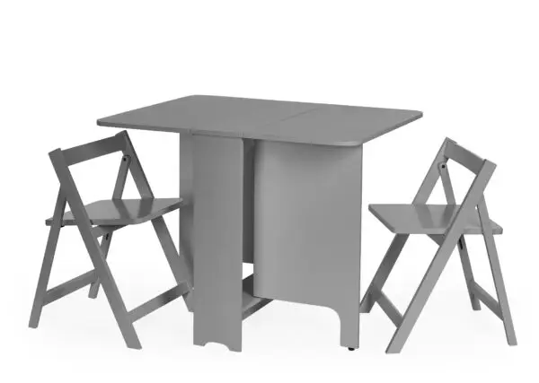 Gatan Small Gateleg Table With 2 Chairs - Grey - Image 3