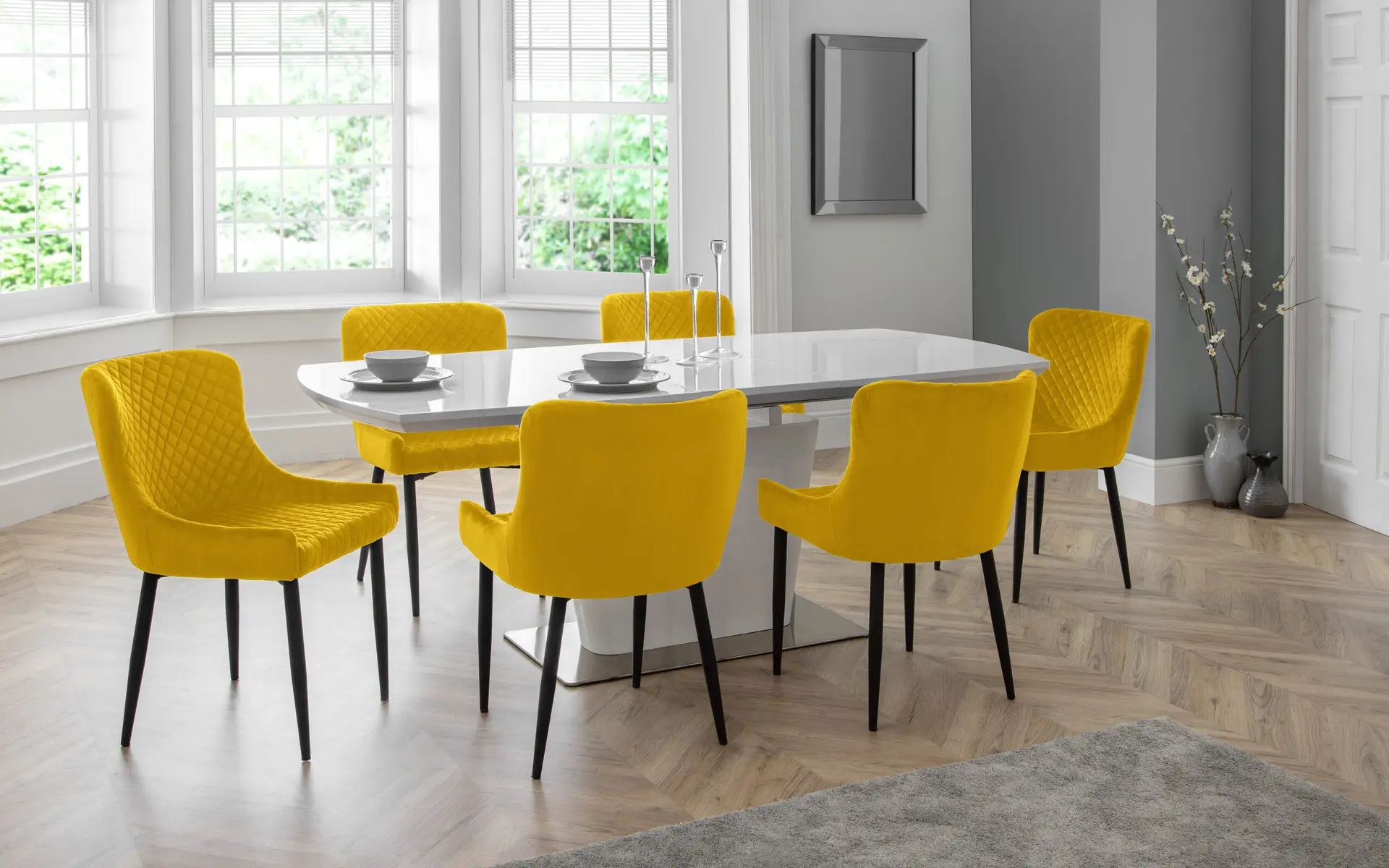 Como High Gloss Extending Table - White - Image 13