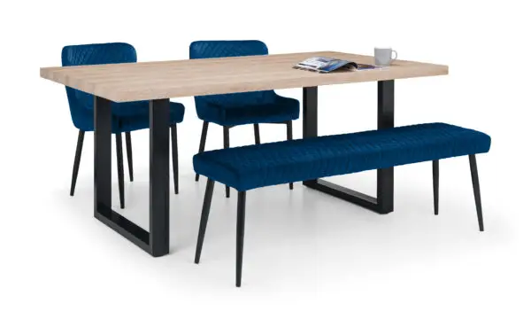 Berwick Rectangular Table, 1 Blue Luxe Low Bench and 2 Blue Luxe Chairs - Image 3