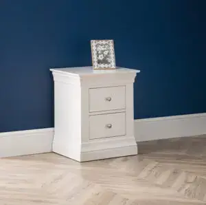 Clermont 2 Drawer Bedside - Surf White
