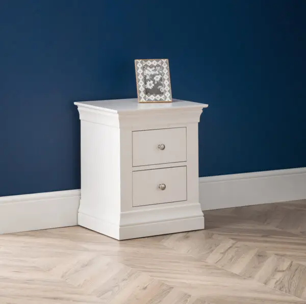 Clermont 2 Drawer Bedside - Surf White