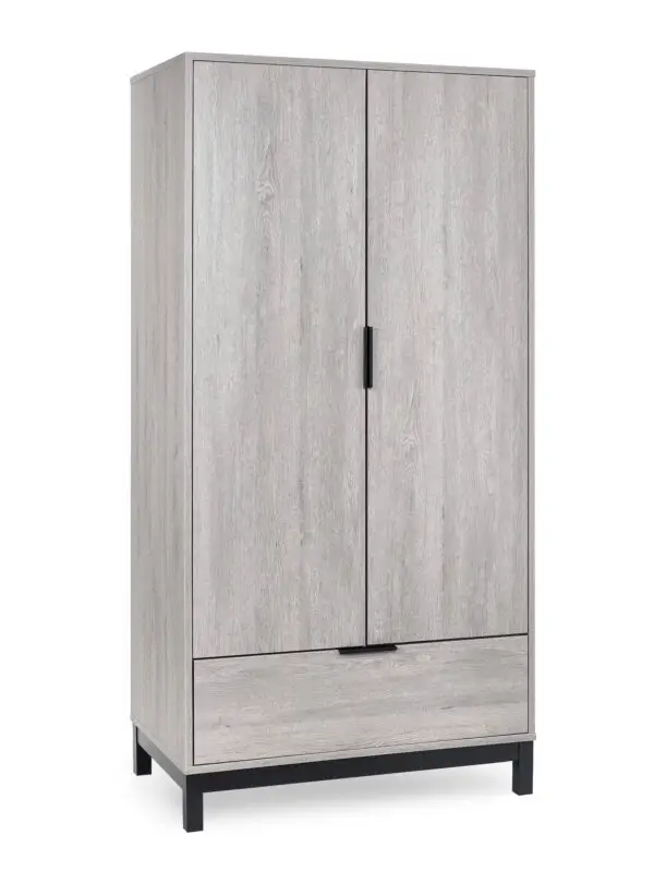 Bali 2 Door 1 Drawer Wardrobe - Grey Oak - Image 3