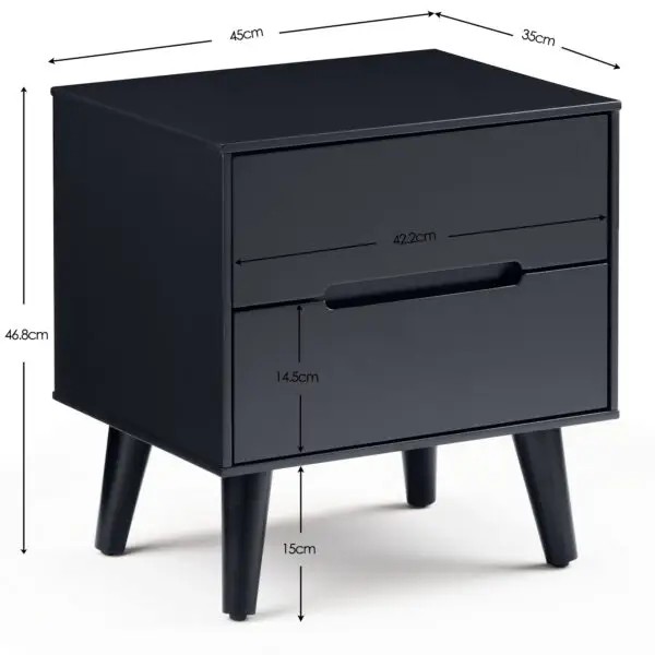 Alicia 2 Drawer Bedside - Anthracite - Image 8