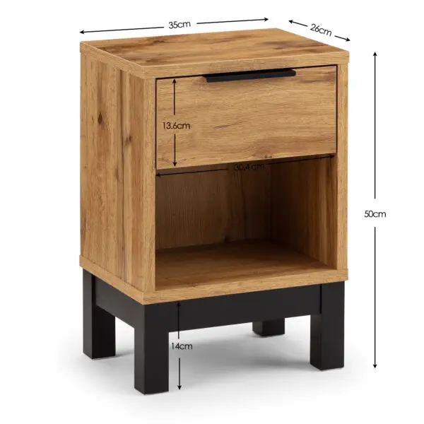 Bali 1 Drawer Bedside - Light Oak - Image 9
