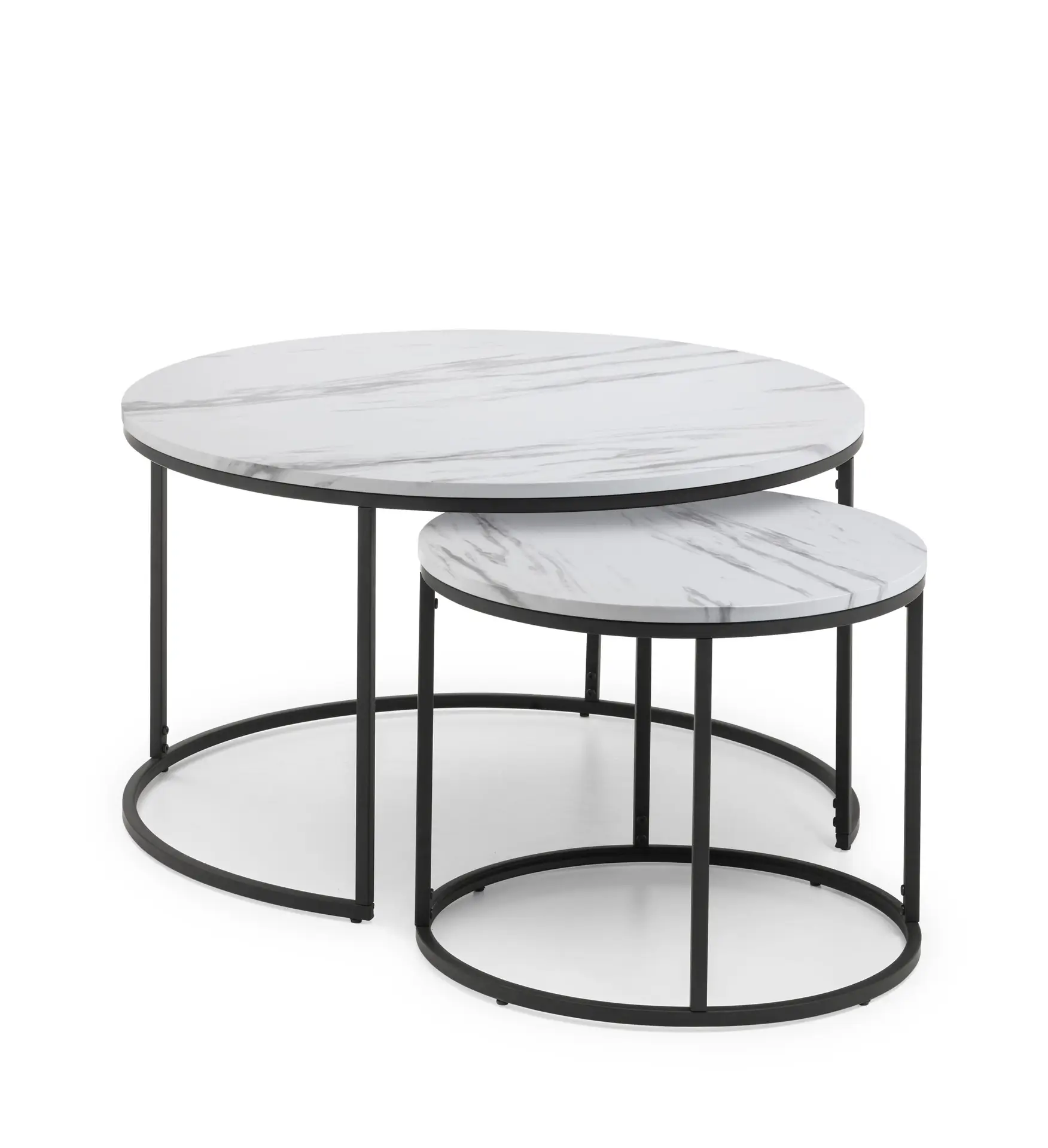 Bellini Round Nesting Coffee Table - White Marble - Image 2