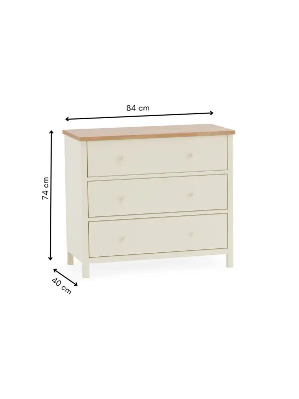 Coxmoor 3 Drawer Chest - Ivory and Oak - Image 8