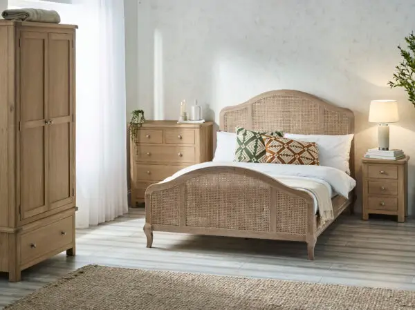 Fleur Rattan Bed 135cm - Light Oak - Image 9