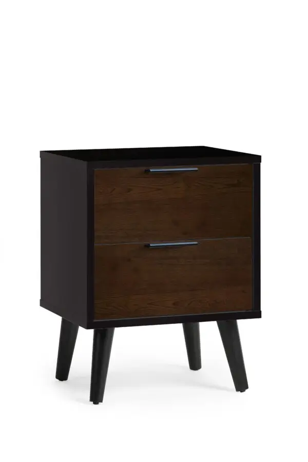 Alba 2 Drawer Bedside - Walnut/Black - Image 2