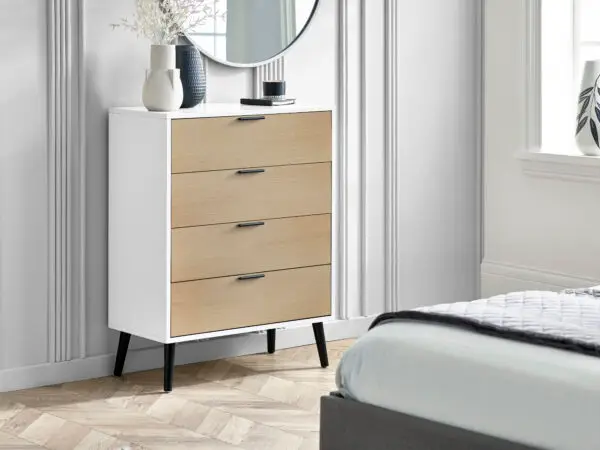 Alba 4 Drawer Wide Chest - White/Oak