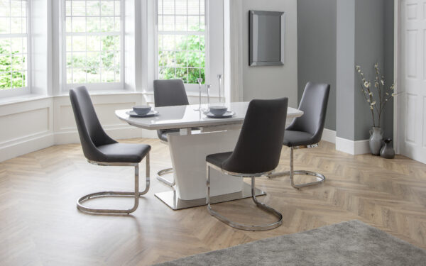 Como White High Gloss Table and 4 Como Chairs - Image 3