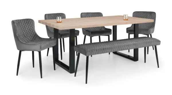 Berwick Rectangular Table, 1 Grey Luxe Low Bench and 4 Grey Luxe Chairs - Image 3