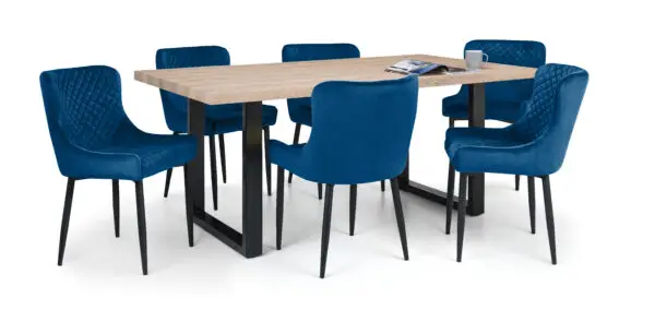 Berwick Rectangular Table and 6 Blue Luxe Chairs - Image 2