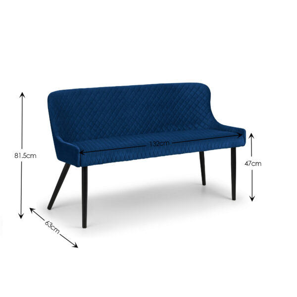 Como White High Gloss Table , 1 Blue Luxe High Bench and 2 Blue Luxe Chairs - Image 4