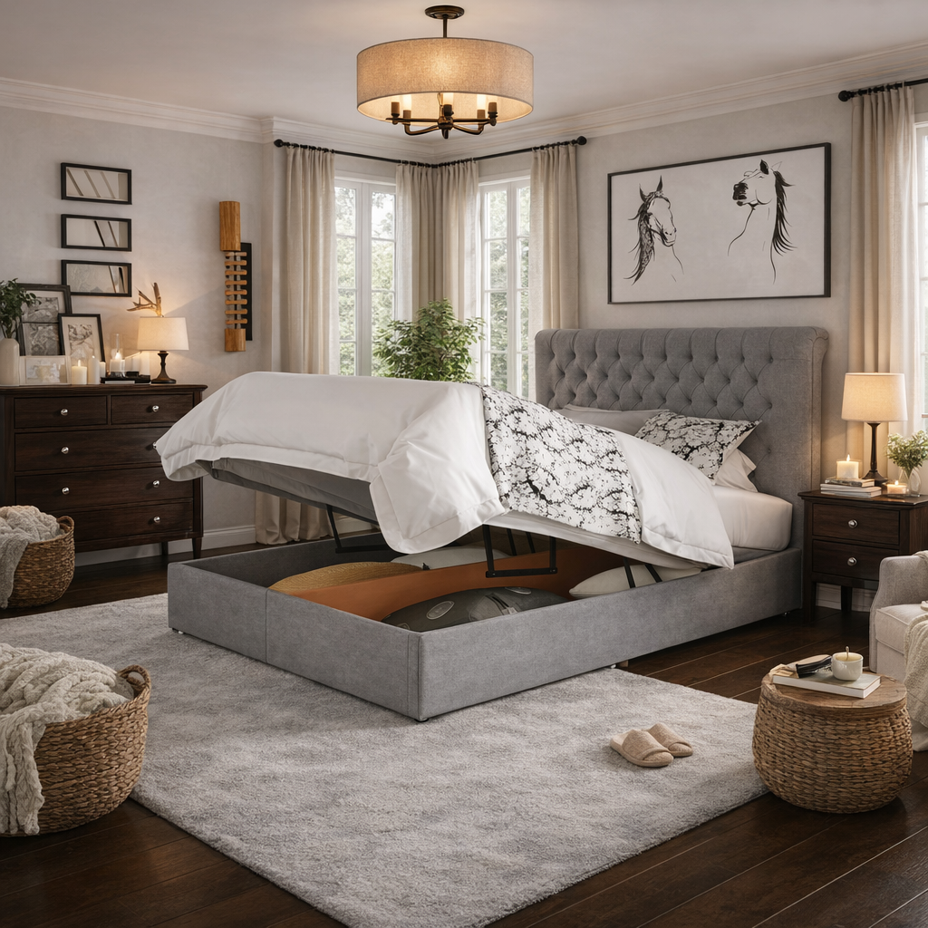 Sleigh Divan Ottoman Bed