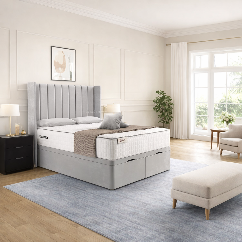 Sapphire Winged Divan Ottoman Bed