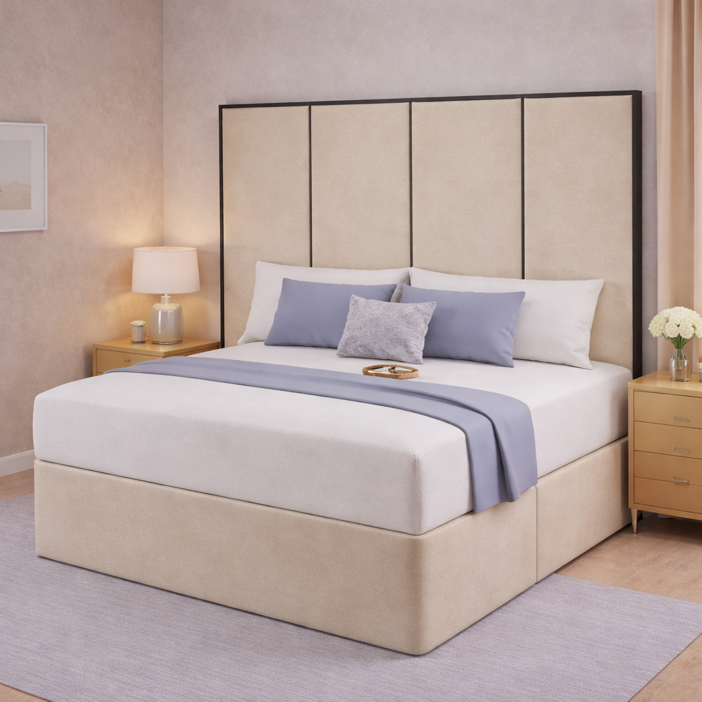Emma headboard with Contrast Border Divan Bed